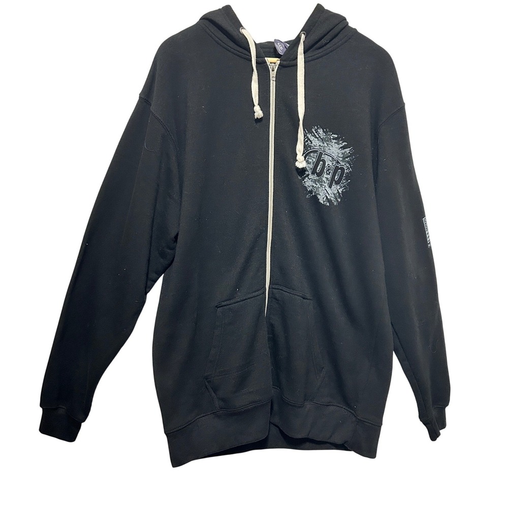 J America Mens Streetwear Gorpcore Full Zip Hoodie XXXL Black Graphic Fleece